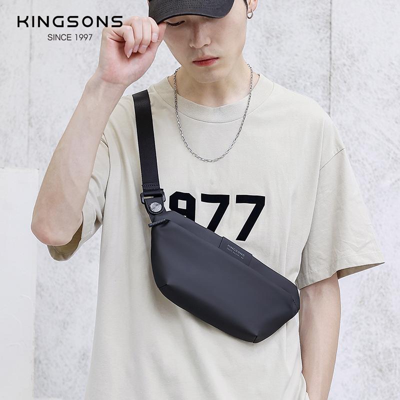 Kingsons Men Chest Bag Portable Sling Bag Black Small Crossbody Bag Magnetic Quick-Release Buckle Waterproof Polyester Tech Sling X3