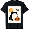 Sad Frog Halloween Pumpkin Graphic Tee Funny Japan Art Short Sleeve Casual T-Shirt