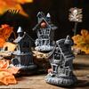 Skull Ornaments For Halloween Haunted House Ornament, Resin Miniature, Dark Shape Miniature Scene Decor with Elements Desktop Decoration for