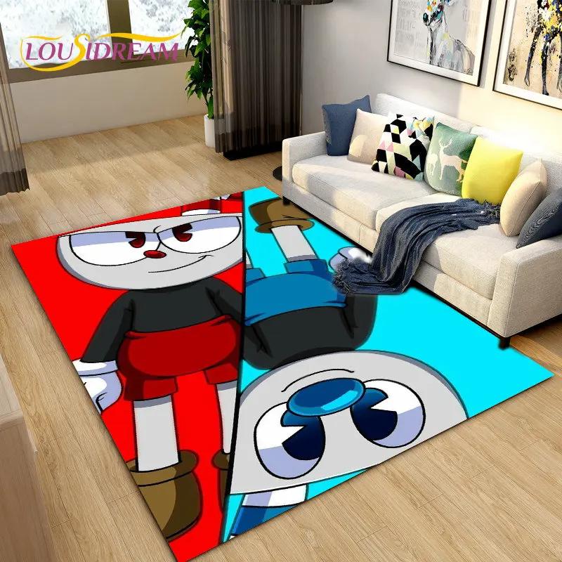 Cuphead and Mugman,Game Gamer Area Rug,Carpet Rug for Living Room Bedroom Sofa Doormat Decoration, Kids Play Non-slip Floor Mat