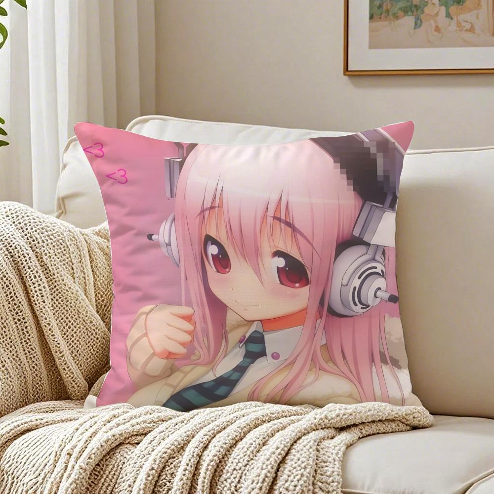 Game Character Idol S-Super S-Sonico Cushion Cover Pillowcase Anti-Dustmite Living Room Sofa Decor Cushion Room
