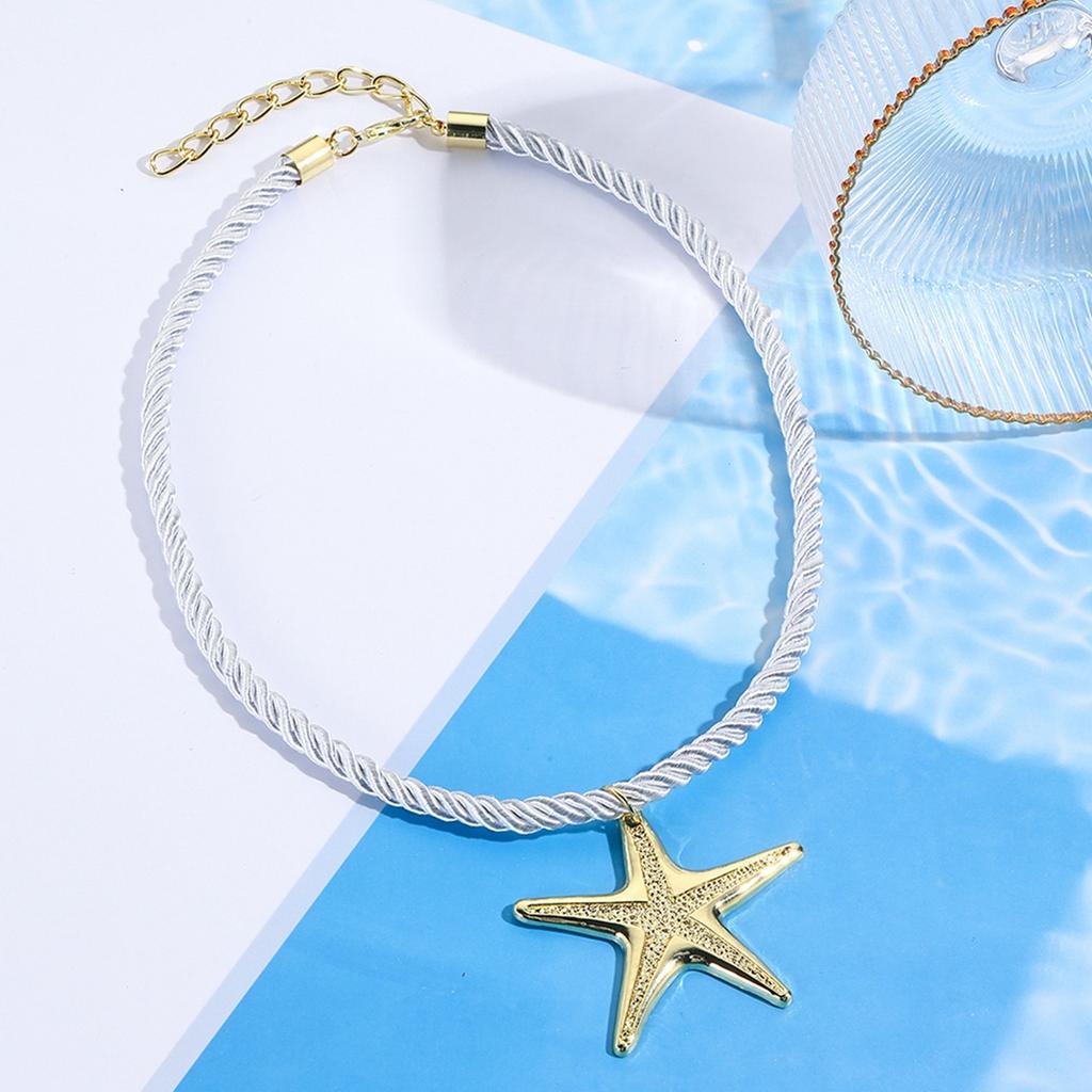 Necklace for Women Jewelry Geometric Starfish Shell Alloy Pendant Necklace Niche Design Ocean Style Necklace Beautiful Elegant Necklace for Her