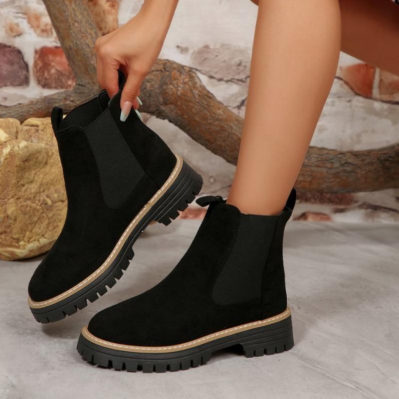 Women's New Autumn British Style Suede Chelsea Ankle Boots Fashion Versatile Leather Short Boots