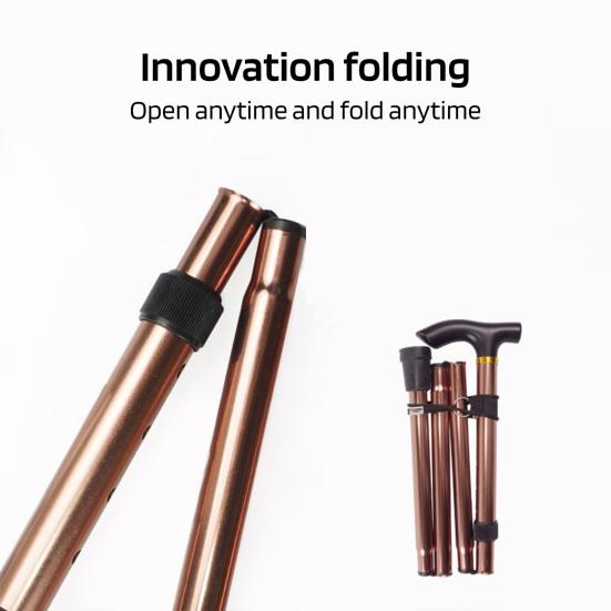 Outdoor Folding Trekking Pole with Ergonomic Handle Portable Lightweight Men Women Seniors Travel Collapsible Walking Stick Climbing Crutch Cane