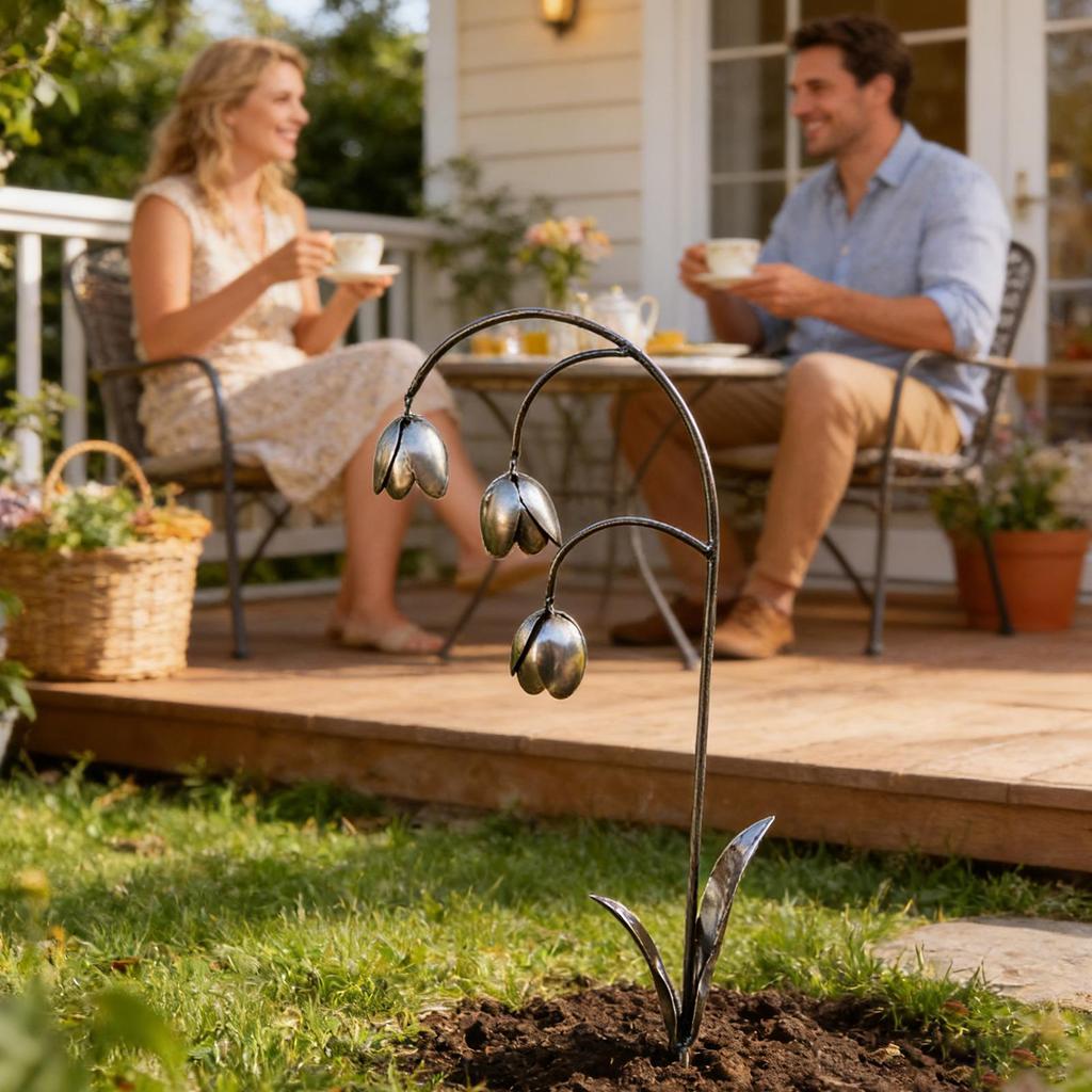 Outdoor Garden Metal Lily Statues Lily Flower Decoration Lily Of The Valley Yard Sculpture for Lawn Porch Patio Pathway Deck