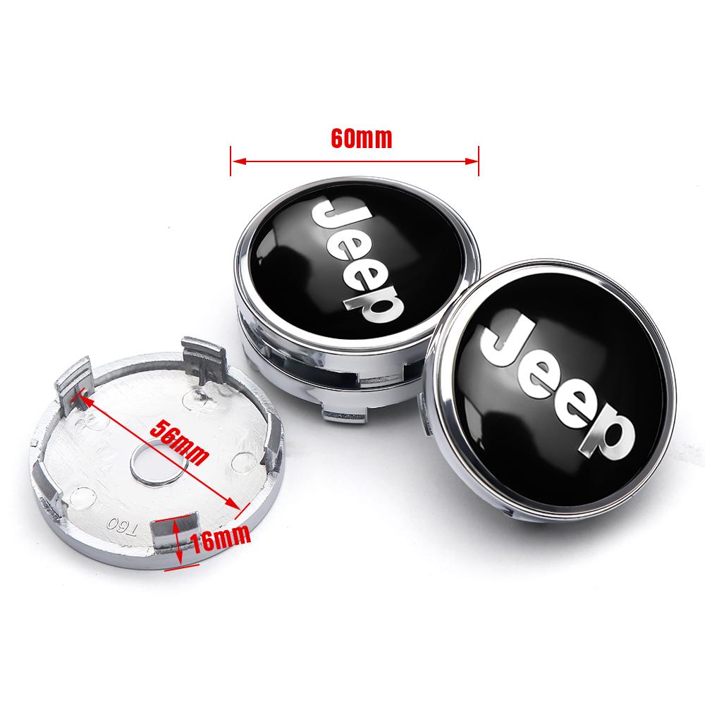 Pour Jeep 4 pièces 56/60mm Autocollant Cache-Moyeux de Roue de Voiture Cache-Moyeux Emblème Pour Jeep Renegade Grand Cherokee Gladiator Patriot Liberty
