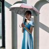 estaa Sun and Rain Long Gradient Floral Heat Sun UV Peach (Esta) Women's Parasol, Umbrella, Umbrella, Pattern, Shielding, Protection, Cut, 50cm,