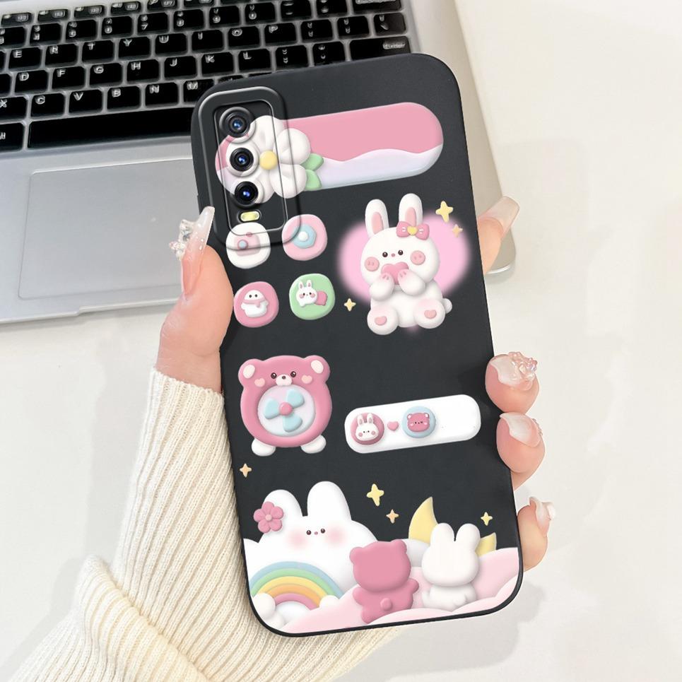 For Vivo V2027 V2028 V2029 Case Vivo Y11s Y12s Y20 Y20s Y20i Y20a Back Cover Cartoon Animal Rabbit Cat Phone Shell Soft Silicone