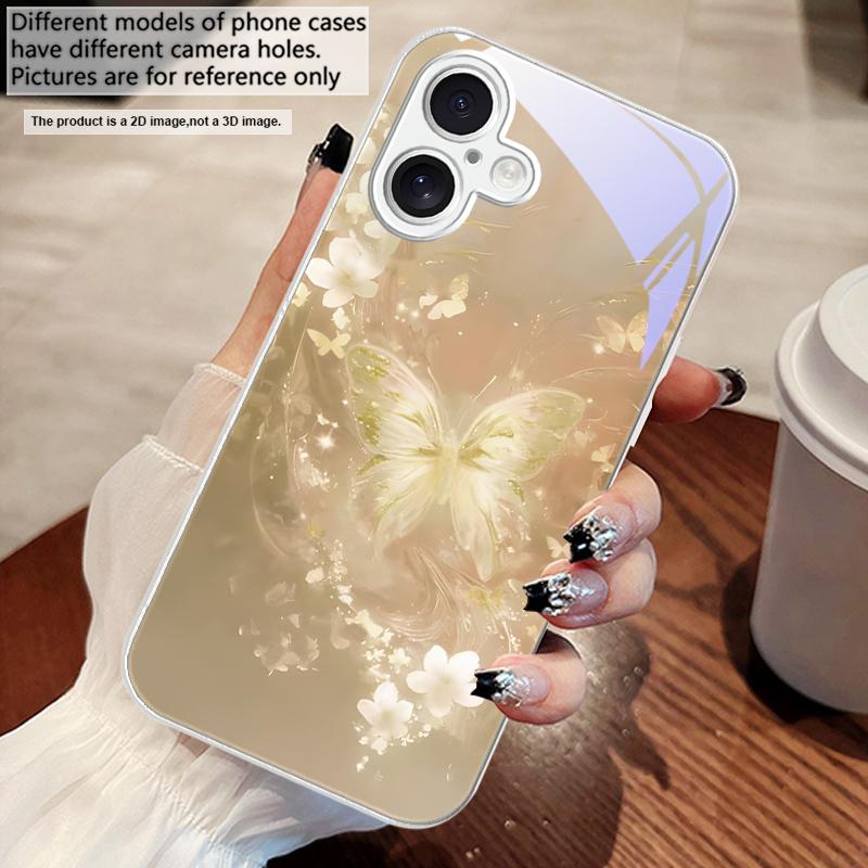 Álmodozó csíkos pillangó iPhone 17 Air 16 E 15 14 13 Plus 12 mini 11 17 Pro Max XR Xs Max 16E 7 8-hoz Edzett üveg telefontok
