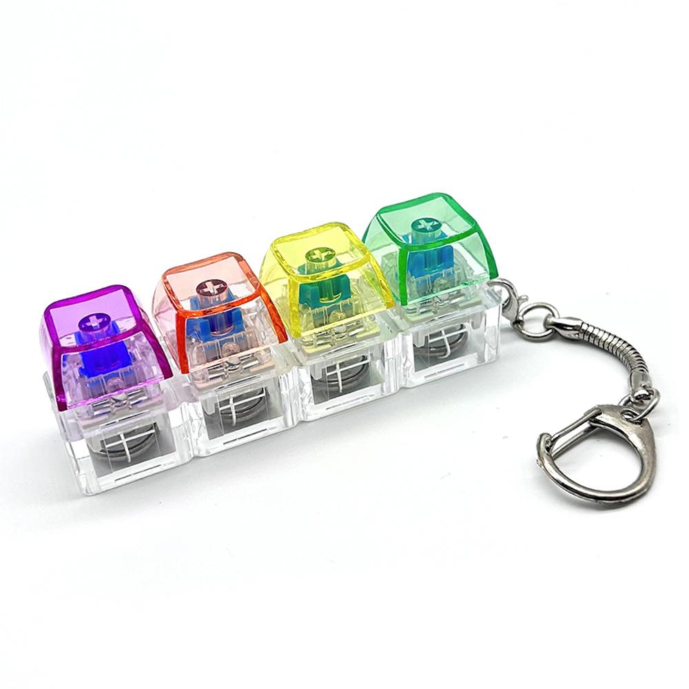 LED Keyboard Keychain Fidget Toys Crystal Clicker Sensory Toy for Stress Relief Keyboard Keychain Fidget Gadget for Adults Kids