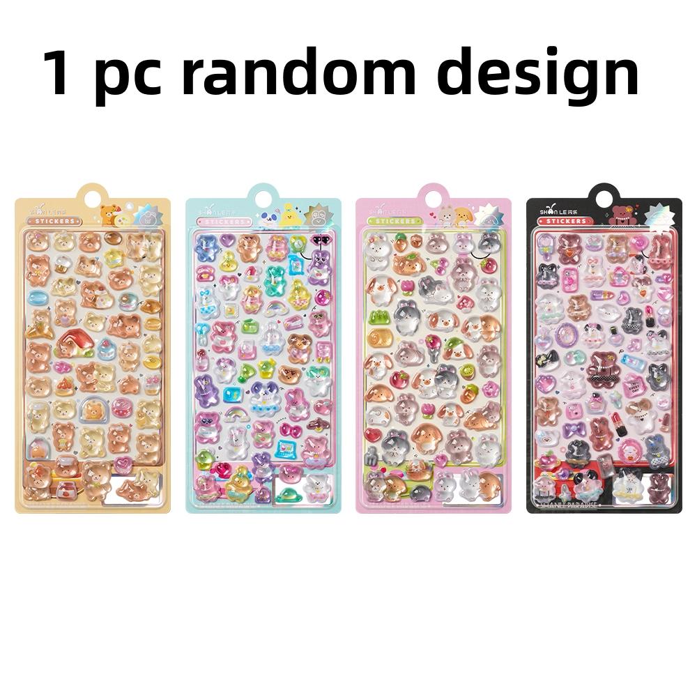Kawaii Animation Friend Bear Rabbit Drop 3D Ease Stickers Scrapbook Decoration Stationery Diy Journaling Sticker School Supplies