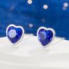 Luxury 925 Sterling Silver Blue Zircon Heart Stud Earrings Earrings For Women High Quality Jewelry Offers With