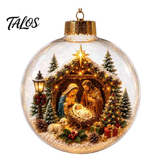 3D Winter Scene Baubles Glowing Christmas Story Ornament, Light-Up Ball Hanging Decor with Warm LED Light, Festive Indoor Home Decorations Mini