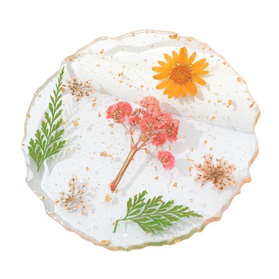 Real Dried Flowers Coaster Heat-Resistant Cup Mat for Home Kitchen Transparent Resin Handmade DIY Decor Unique Gift for
