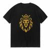 Men Casual Lion Graphic TShirt Summer Crewneck Short Sleeve Tee with Golden and Black Print Lion Tee Fashion ONeck T Shirt