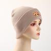 Cartoon Ginger Cat Winter Knit Cap Beanie, Animal Woman Cap Versatile Candy Color Sporting Pompom Beanies Knitted Hat Beanie