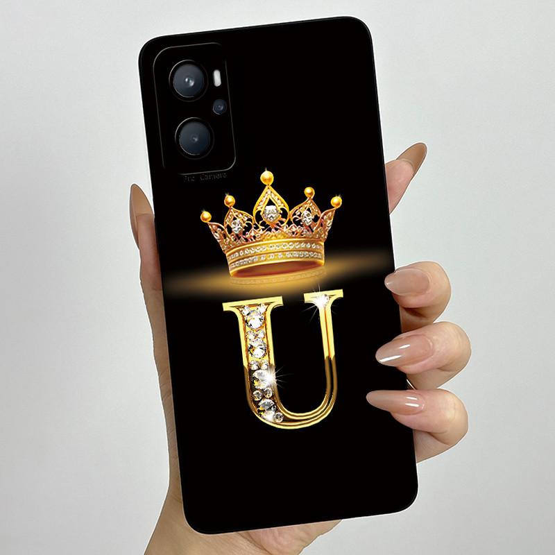 For Realme 9i 4G RMX3491 / Oppo A96 CPH2333 Fashion Initial Letter Couple Phone Case Soft Silicone TPU Lens Protective Casing
