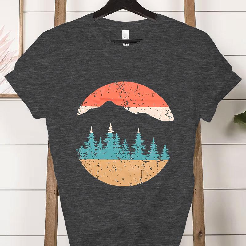Vintage Abenteuer Berg Grafik T-Shirts Damen Lustiges Naturfreund Geschenk Klassische Oberteile Frau Abenteuer Draußen Berg T-Shirt