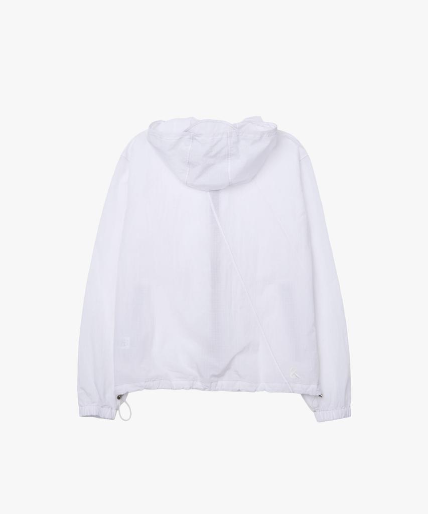Riomeu Asymmetrical Curved Line Windbreaker Jacket_White : Radiant177