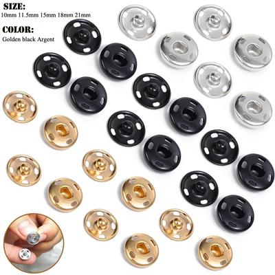 10/50 sett 10-21 mm metall sy-på trykknapper svart sølvfarge DIY sy klær trykknapper håndverk trykknapper knapp