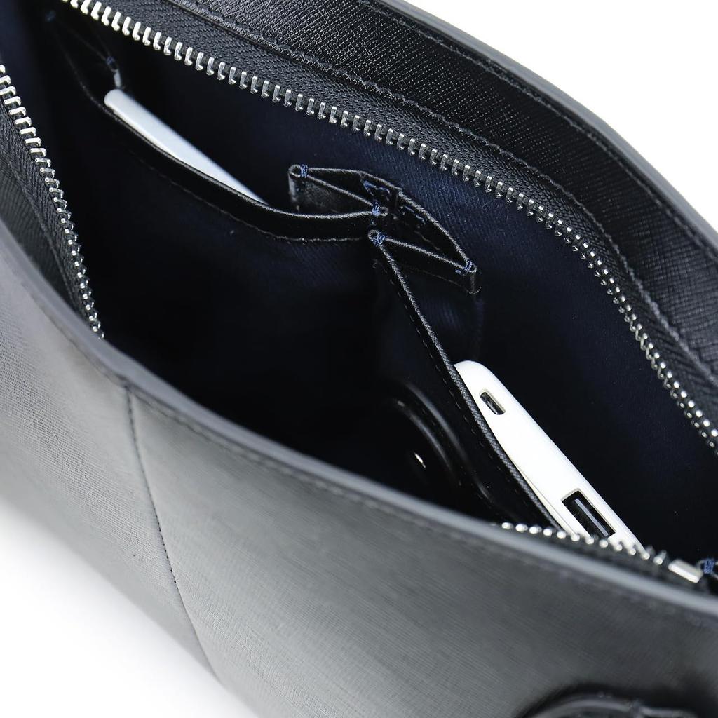 P.I.D. Square Leather Clutch Bag PAP151 Black