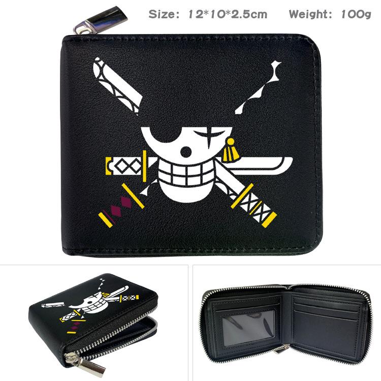 One Piece Anime Zip PU Wallet Luffy Print Short Coin Purse Card Holder