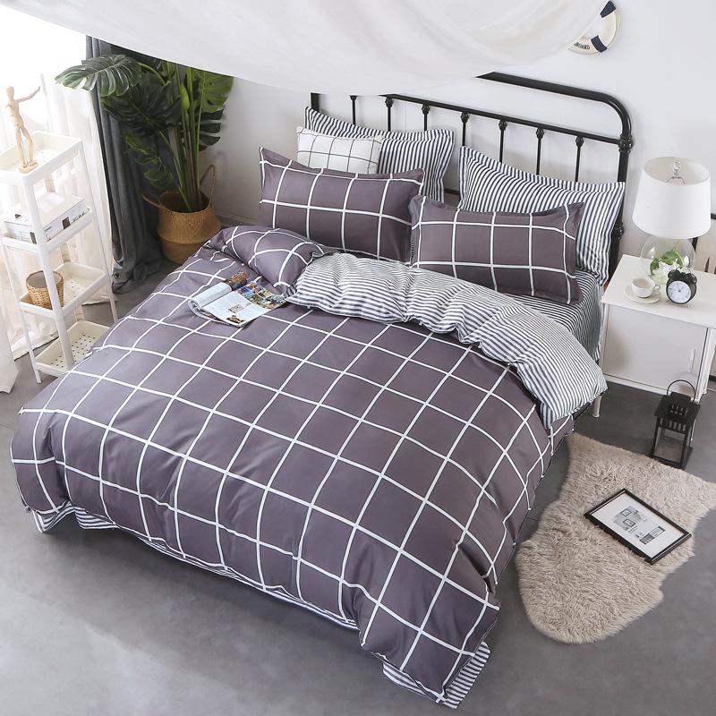 Set din patru piese pentru șlefuirea textilelor de casă, cearșaf de pat, set de lenjerie de pat pentru dormitor unic din trei piese