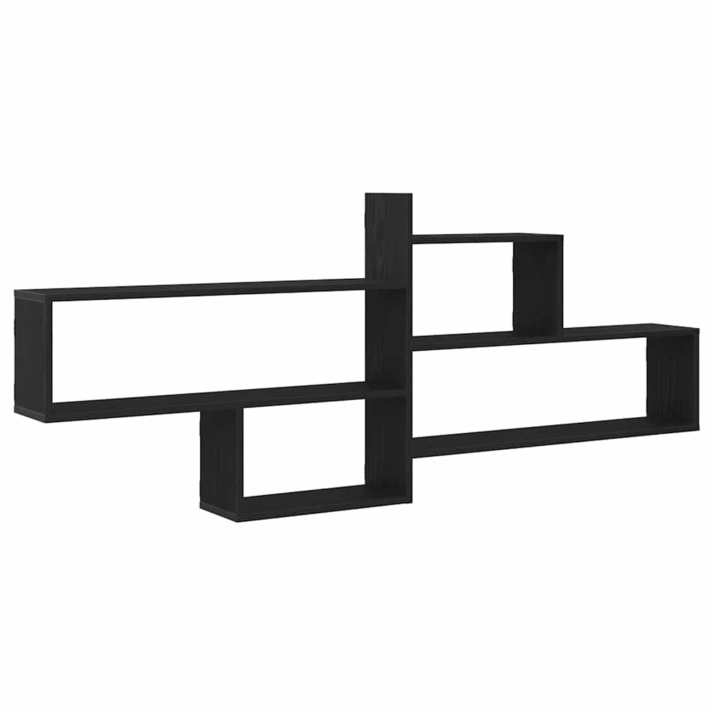 Wall Shelf Black Oak Effect 167.5x18x68 Cm Engineered Wood