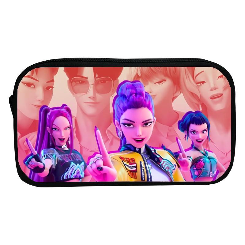 Kpop DHunter Student Etui Grote Meerlaagse Pennentas voor Meisjes School Pennentas Cartoon Demon Pennendoos Pennenhouder Etui