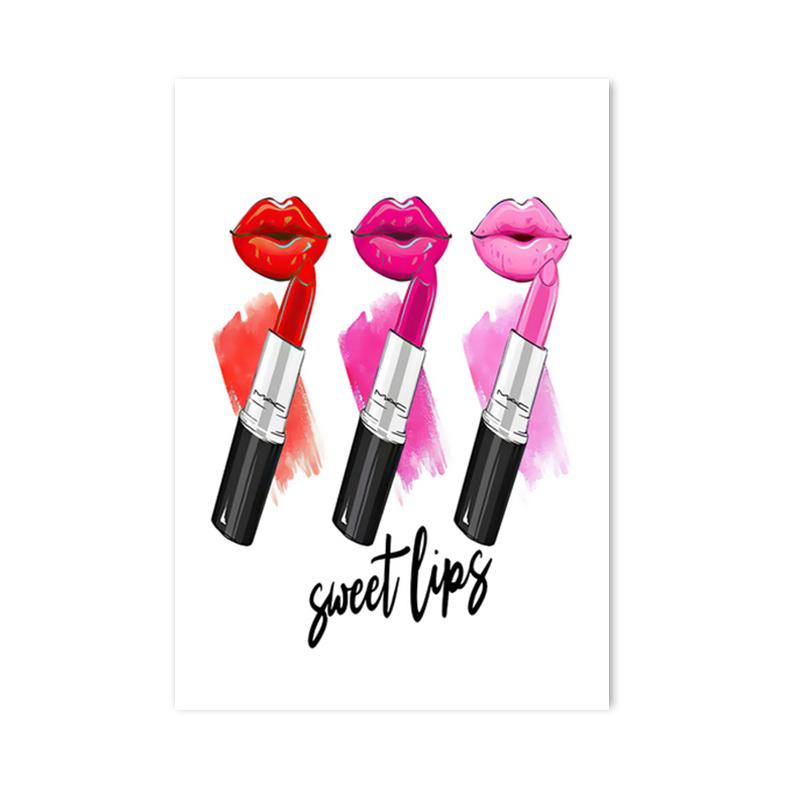 Lipstick Nail Polish Girl Cosmetics Canvas Painting Posters and Prints Beauty Salon Nordic Wall Art Pictures for Home Decoration