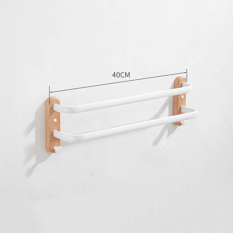 Wood Bathroom Towel Bar Wall Mounted Toilet Towel Rack White Towel Holder Whie Hook 40-50cm Towel Bar Rail Bathroom Accessories