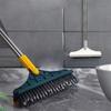 Brosse à récurer le sol multifonctionnelle 3 en 1 Essuie-glace amovible Brosse de nettoyage rotative Manche long Brosse à interstices Nettoyage de carrelage