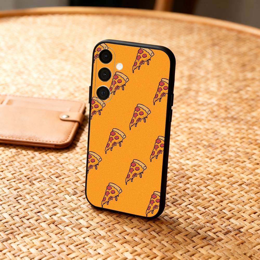 Délicieux Étui de Téléphone P-Pizza C-Fromage Pour Samsung A73,72,71,53,52,51,22,91,80, Housse Noire Souple