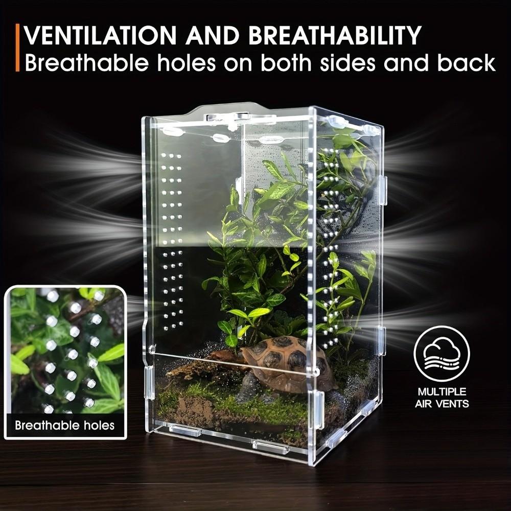 Acrylic Jumping Spider Enclosure Buckle Lock Transparent Spider House Escape Proof Ventilated Reptile Habitat Small Pet Supplies