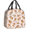 Corgi Insulated Lunch Bags with Pocket for Boys Girls Reusable Cooler Dog Thermal Lunch Box for School Travel Picnic Beach