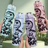 1PC Black Saurus Dinosaur 750ml Color Plastic Sports Water Bottle Leakproof Flip Straw Lid Suitable for Sports Office Home Use