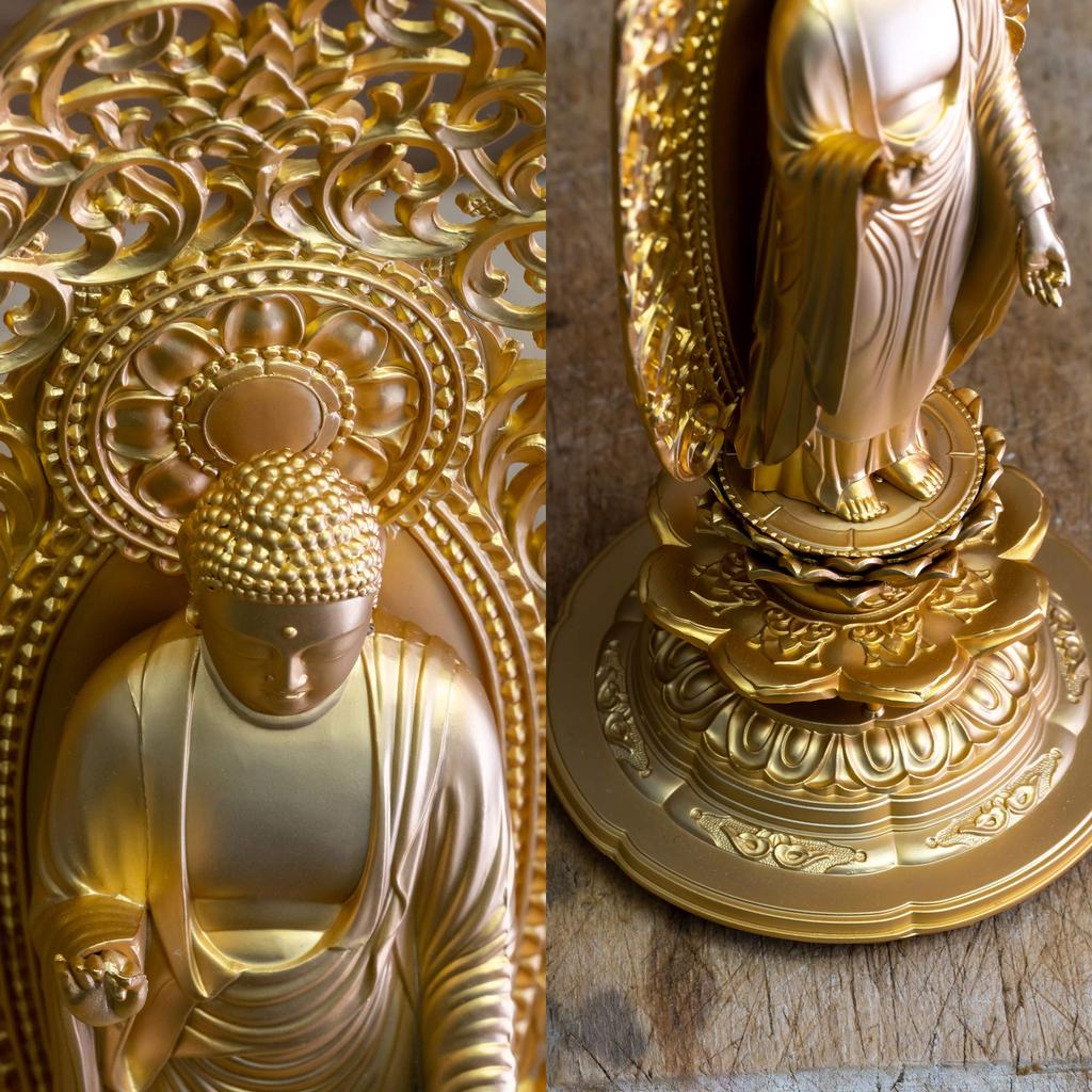 Buddha Statue Amida Nyorai 25cm Buddhist Tomorin Matsuhisa Prototype Takaoka Copperware (gold plated/24K Gold) Sculptor _ "Jodo sect/Jimune" (Amida