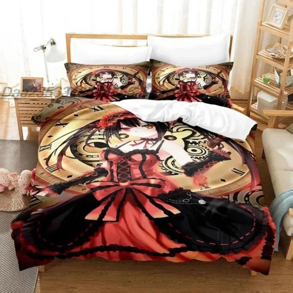 Anime Date A Live Kurumi Tokisaki Bedding Set Twin Queen Size Duvet Cover Pillowcase for Kids Adults