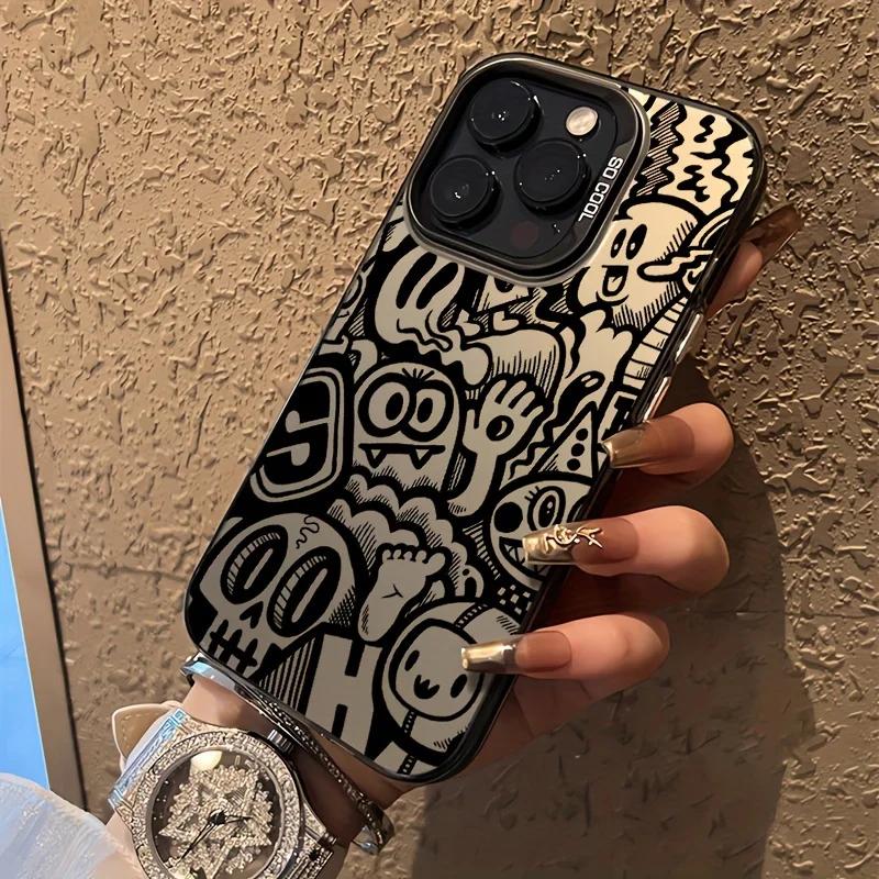 Graffiti Monster Skull Pattern Design Protective Cover for iPhone 17 16 15 14 13 12 11 16E Series Pro Max Plus