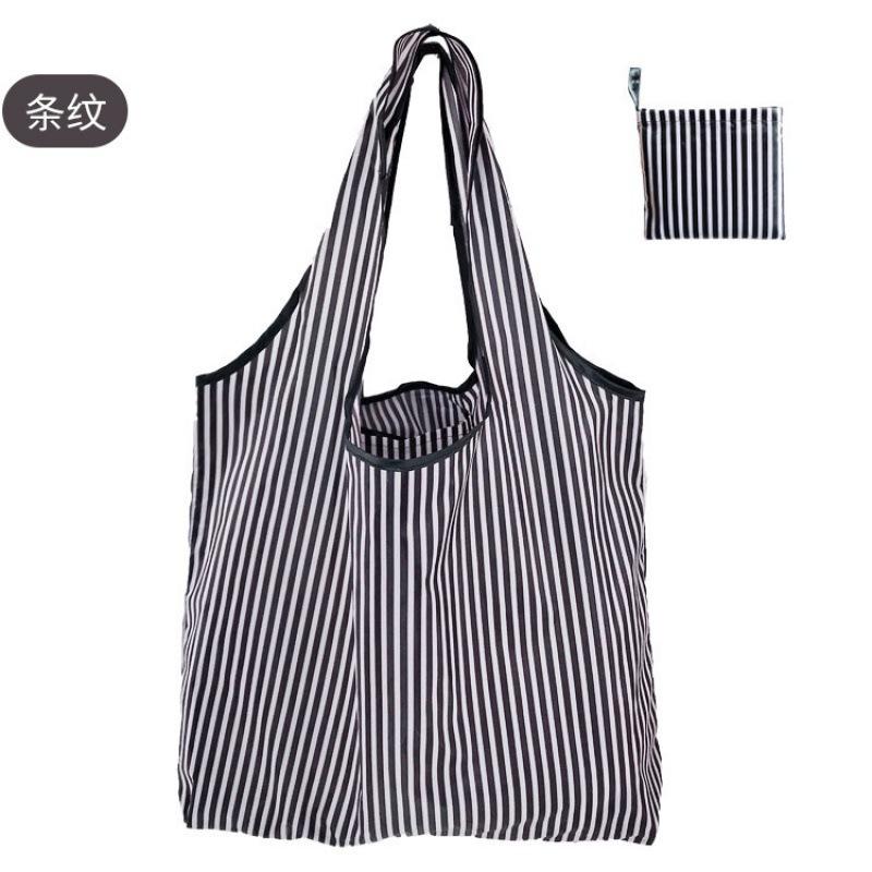 Women's Foldable Shopping Bag, Lightweight Nylon Waterproof Reusable Tote Bag, Portable Shoulder Handbag for Grocery Shopping