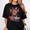 Red White Moo Highland Cow 4th Of July Patriotic Crewneck Tee Usa Independence Day Gift For Cow Lovers