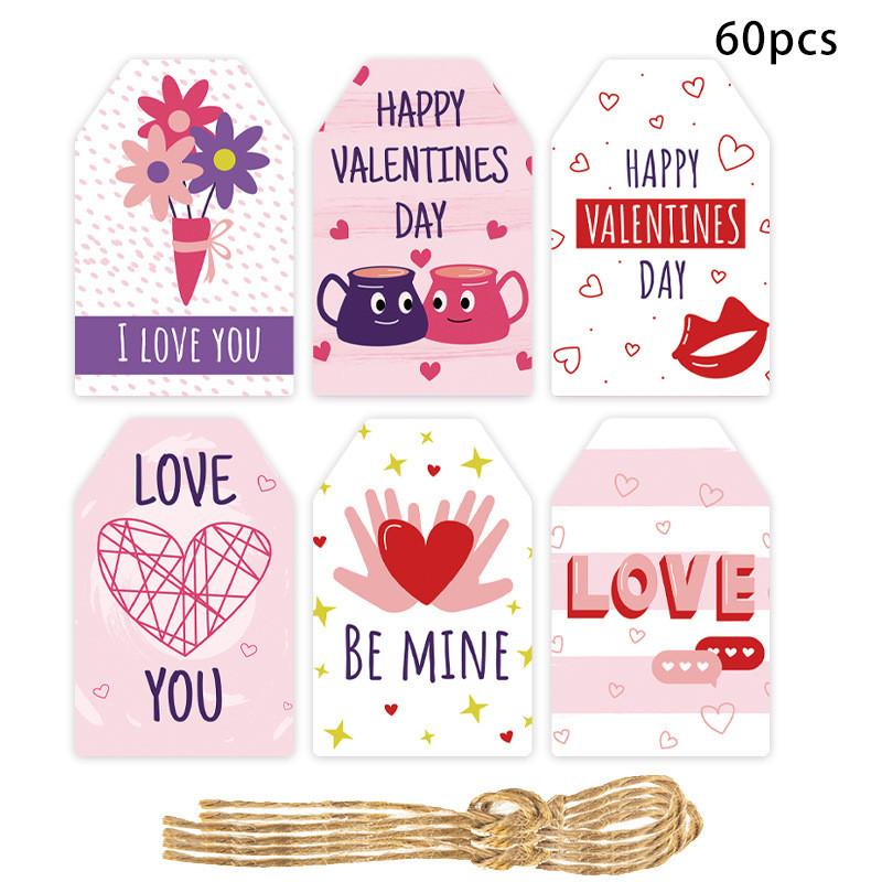 Ornamenti Regalo a Tema San Valentino Etichette Decorazione Festa, Materiale Cartaceo Sicuro, Decora i Tuoi Regali. 60pz