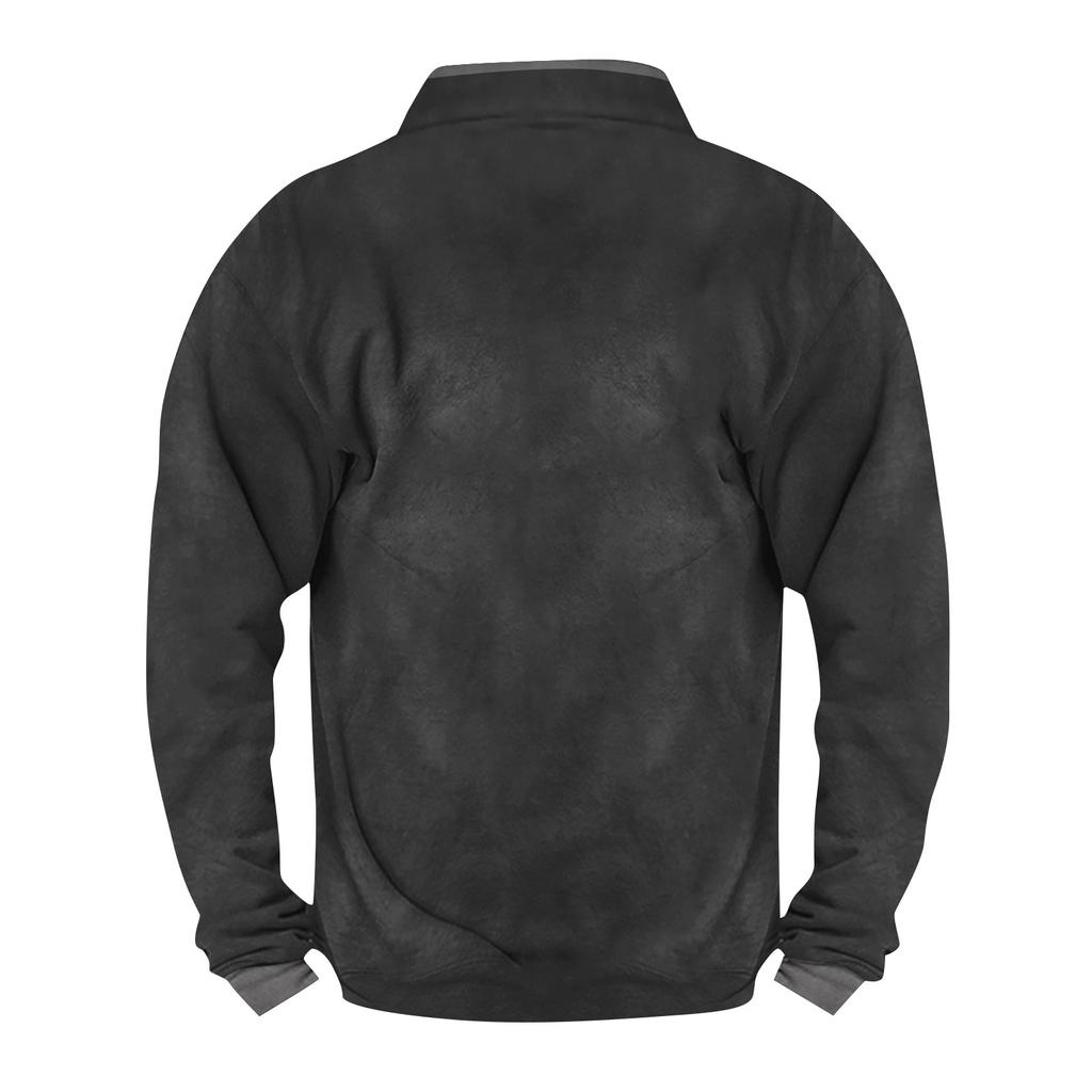 Men's Vintage High Neck Top Half Zip Sports Long Sleeve Sweater