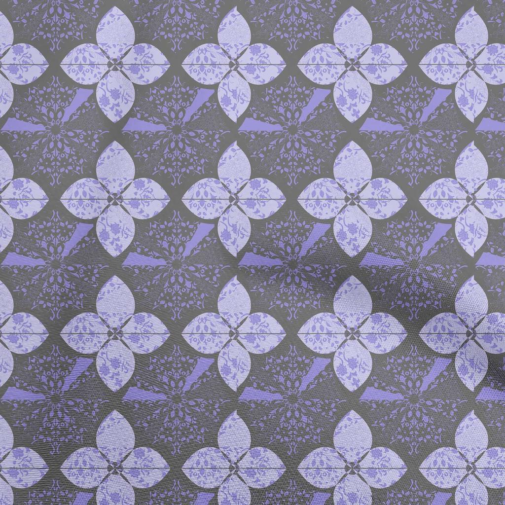 oneOone Cotton Flex Light Blue Fabric Asian Tile Traditional Floral Fabric For Sewing Printed Craft Fabric By The Yard 40 Inch