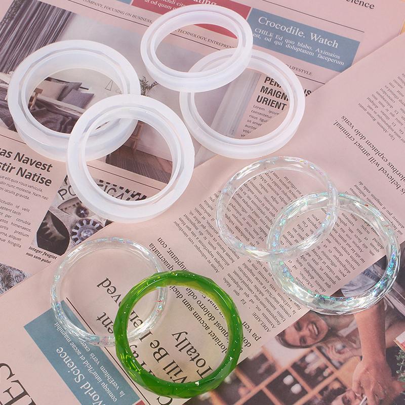 1Pc Silicone Bangle Mold Round Silicone Mold For Diy Jewelry Dried Flower Resin Rhombus Bracelet Model Casting Mould Tools