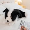 Realistic Border Collie Plush Toy Doll Lying Pose Black White Gray Soft Fluffy Stuffed Animal Birthday Gift Dog Lover
