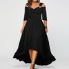 Plus Size Women Summer V Neck Off Shoulder Midi Dress Ladies Elegant Party Gown Swing Dresses Evening Dress