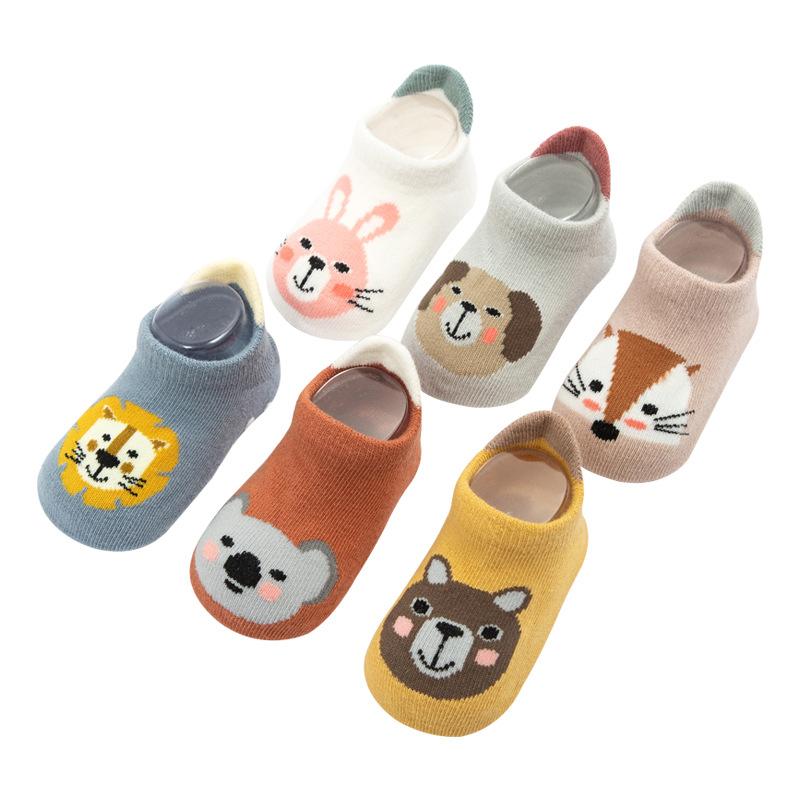 Winter Spring Anti Slip Baby Socks Cute Cartoon Animal Letter Print Toddler Kids Floor Socks Rubber Soles Baby Boy Girl Socks