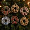 Festive Resin Rhinestone Ornaments 6 Pcs Christmas DIY Faux Pearl Painting Kit Ornaments, Art Decorative for Dormitories Tree Hanging Decoration with
