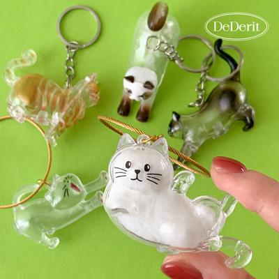 Schattige sleutelhanger met kattenpose, opbergruimte voor een pluizig bolletje.